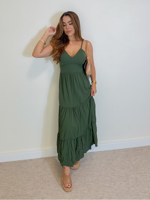 Vestido Midi Atenas Verde Militar