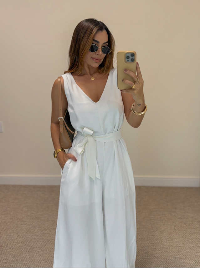 Macacão Pantalona Viena Branco 