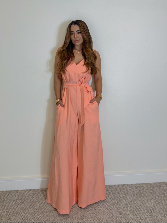 Macacão Pantalona Viena Coral 