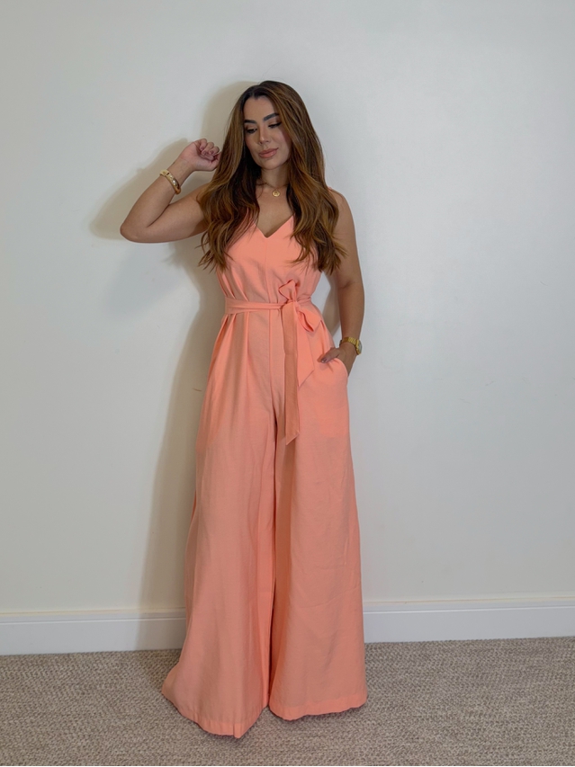 Macacão Pantalona Viena Coral 