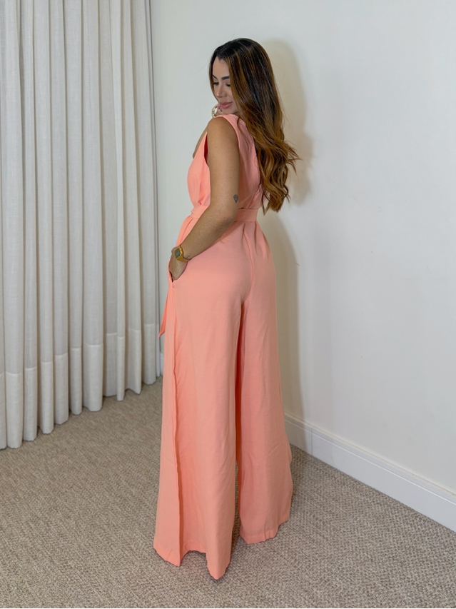 Macacão Pantalona Viena Coral 