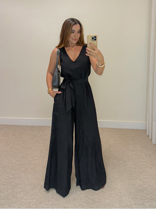 Macacão Pantalona Viena Preto 