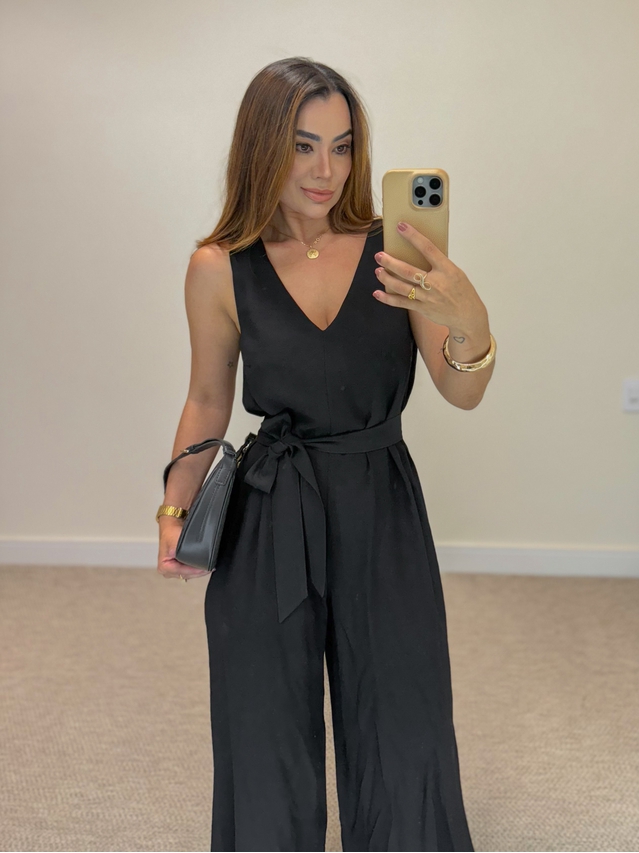 Macacão Pantalona Viena Preto 