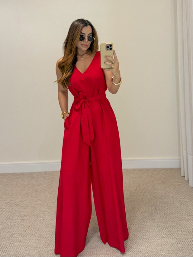 Macacão Pantalona Viena Vermelho