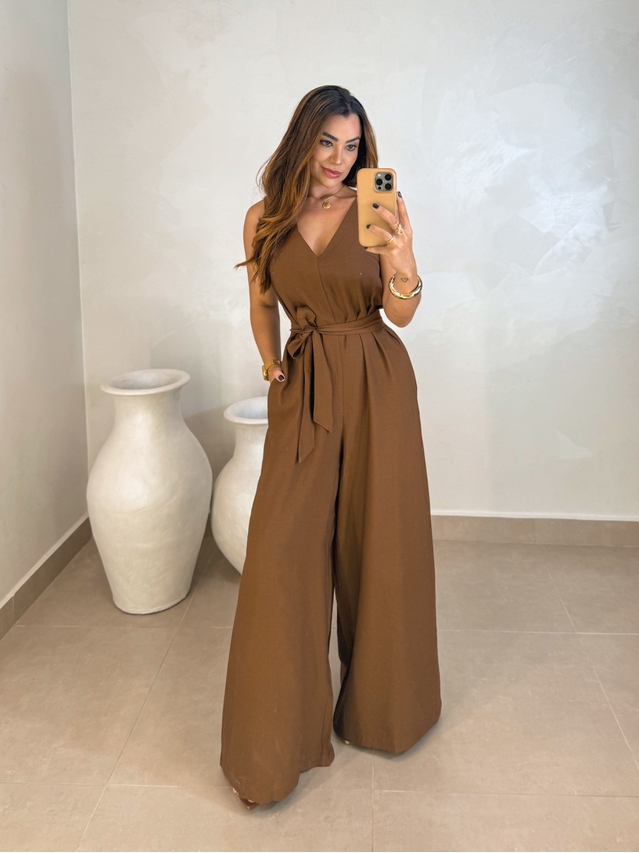 Macacão Pantalona Viena Marrom