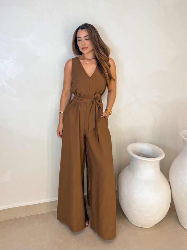 Macacão Pantalona Viena Marrom