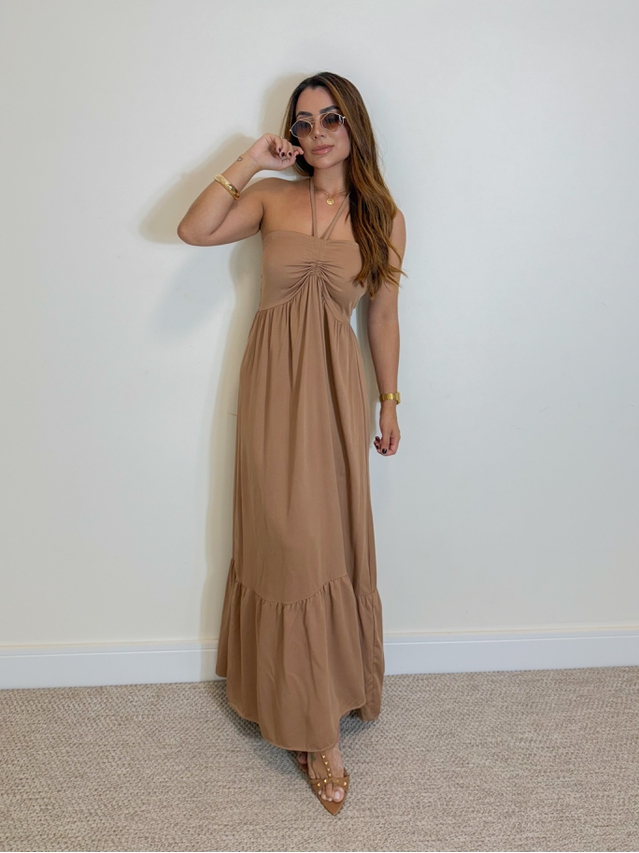 Vestido Midi Amanda Tomara Que Caia Mocha Mousse 