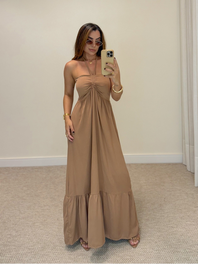 Vestido Midi Amanda Tomara Que Caia Mocha Mousse 
