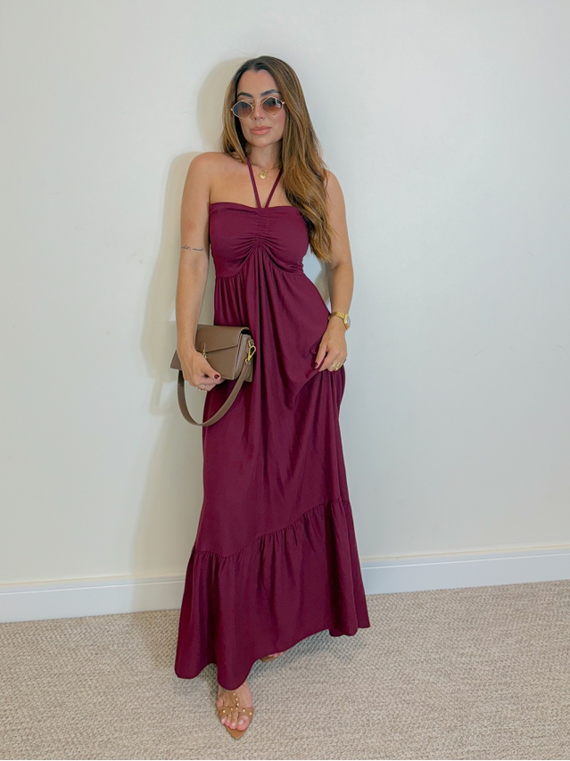 Vestido Midi Amanda Tomara Que Caia Cereja