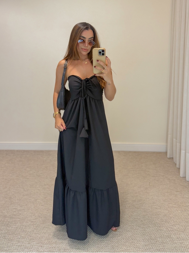 Vestido Midi Amanda Tomara Que Caia Preto