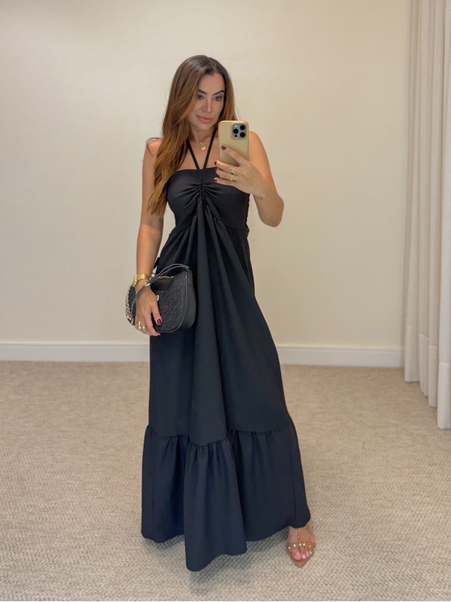 Vestido Midi Amanda Tomara Que Caia Preto