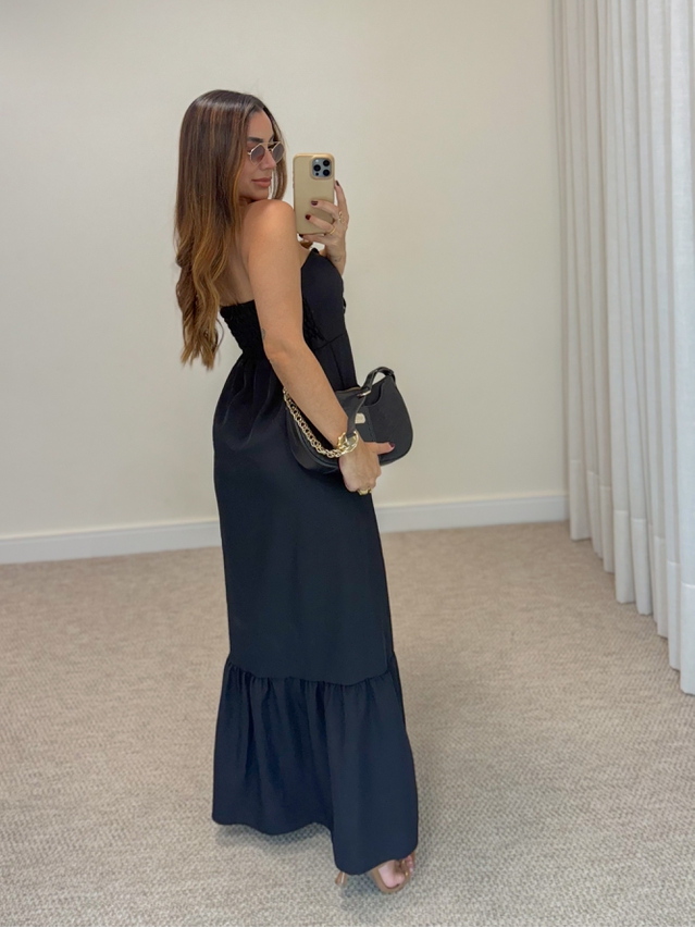 Vestido Midi Amanda Tomara Que Caia Preto