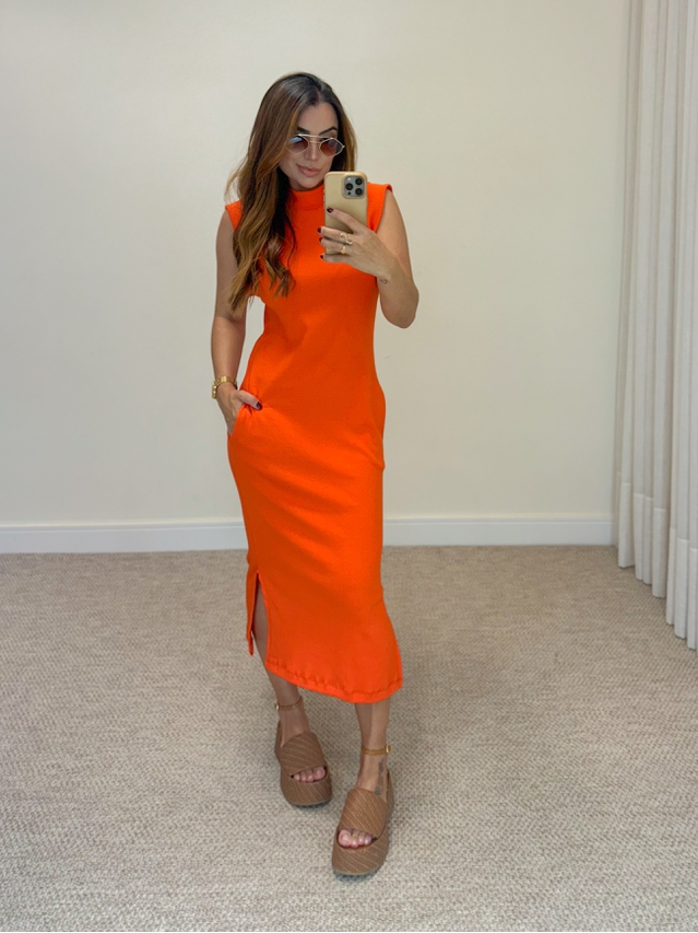 Vestido Canelado Muscle Tee Laranja