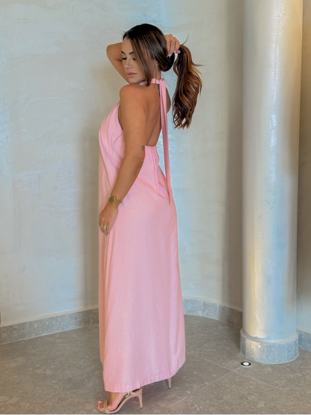 Vestido Midi Frente Única Melina Rosa