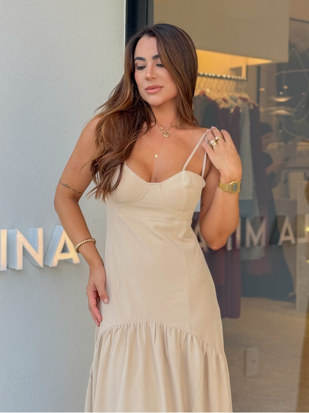 Vestido Midi Mavie Areia