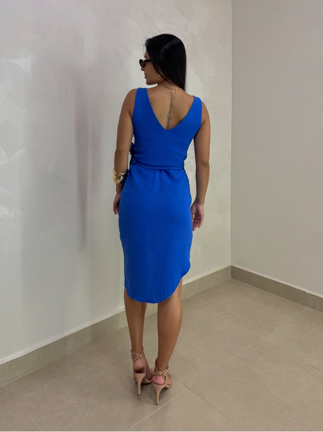 Vestido Transpassado Valentina Azul