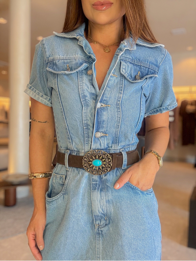 Cinto Pedra Turquesa Café