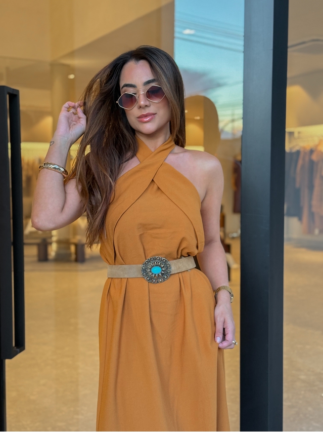 Cinto Pedra Turquesa Camelo 