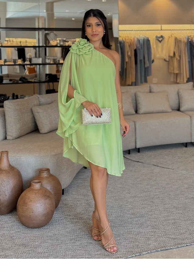 Vestido Ombro Só Flor Verde