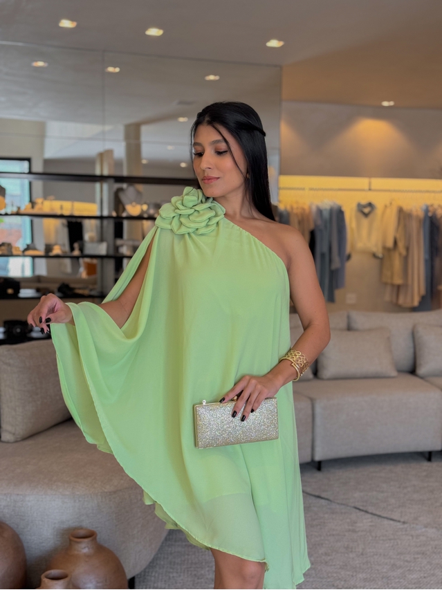 Vestido Ombro Só Flor Verde