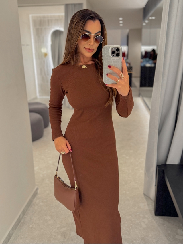 Vestido Canelado Lorena Café 