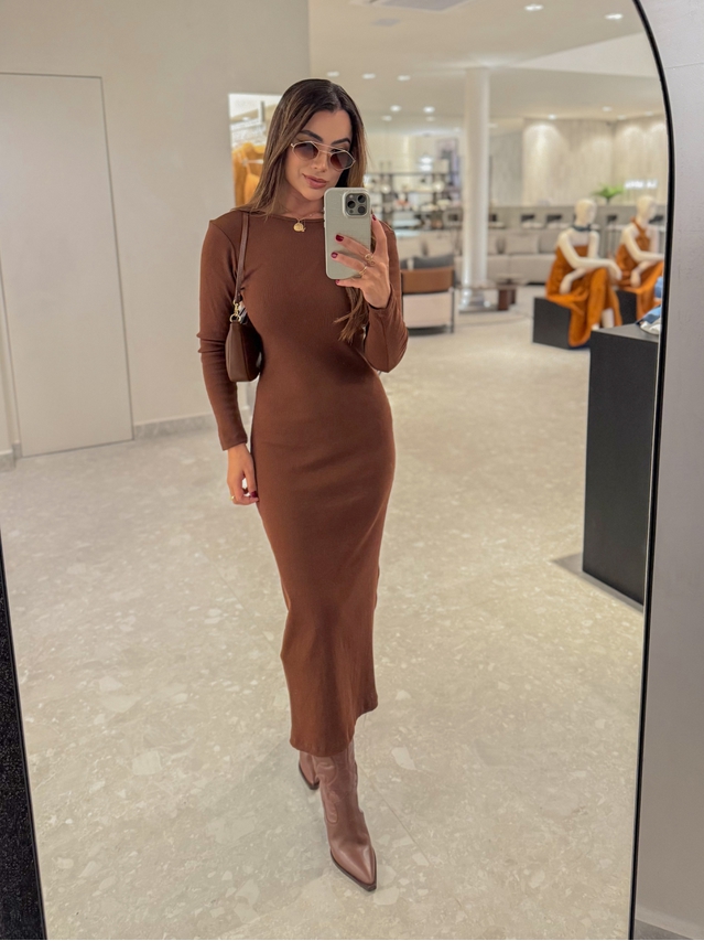 Vestido Canelado Lorena Café 