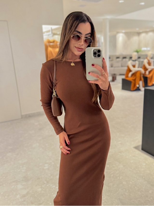 Vestido Canelado Lorena Café 