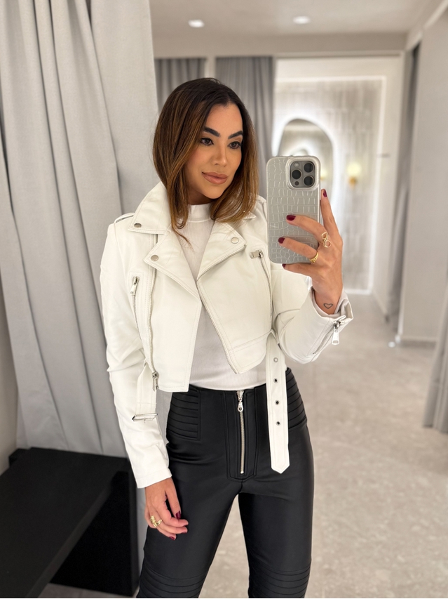 Jaqueta Couro Fake Londres Branco