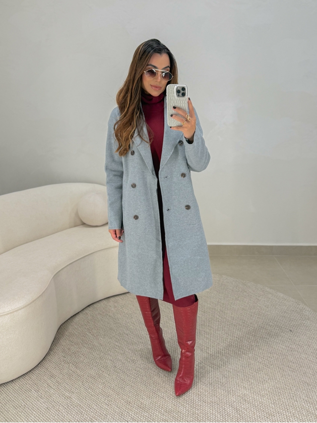 Casaco Lã Batida Suíça Cinza