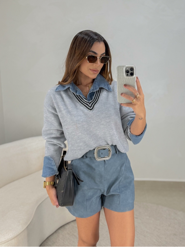 Suéter Tricot Célia Cinza