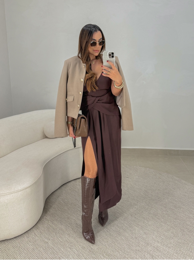 Vestido Midi Caroline Café