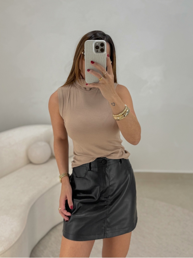 Blusa Regata Gola Alta Cappuccino