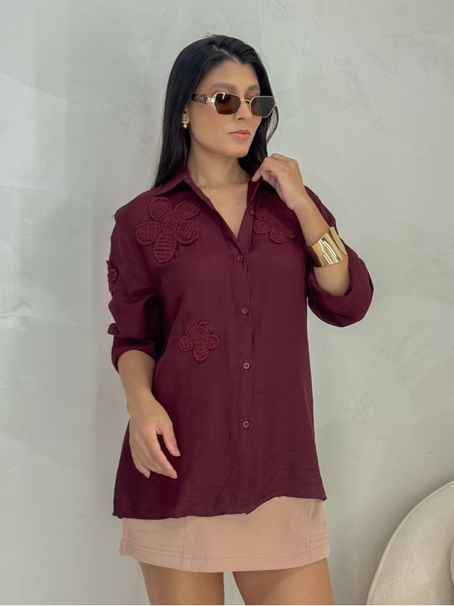 Camisa Bordada Paris Cherry