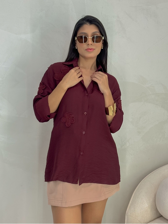 Camisa Bordada Paris Cherry