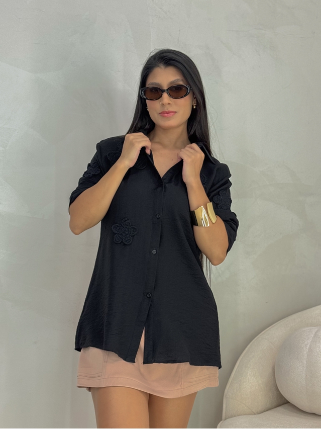 Camisa Bordada Paris Preto