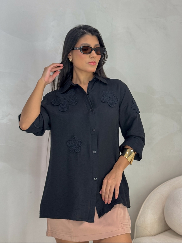 Camisa Bordada Paris Preto