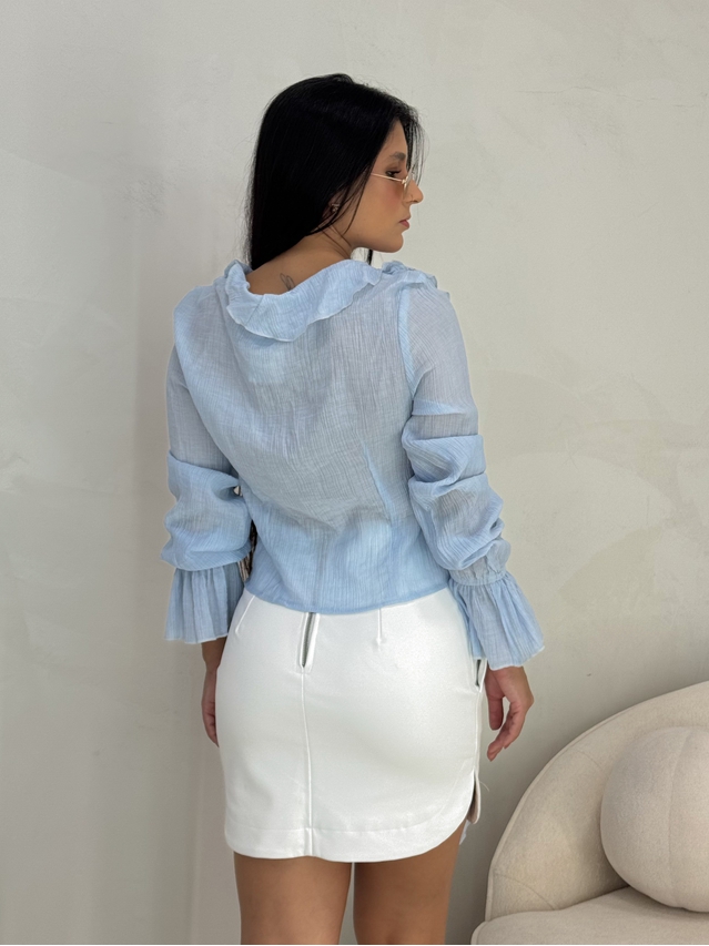 Blusa Boho Chiffon Azul