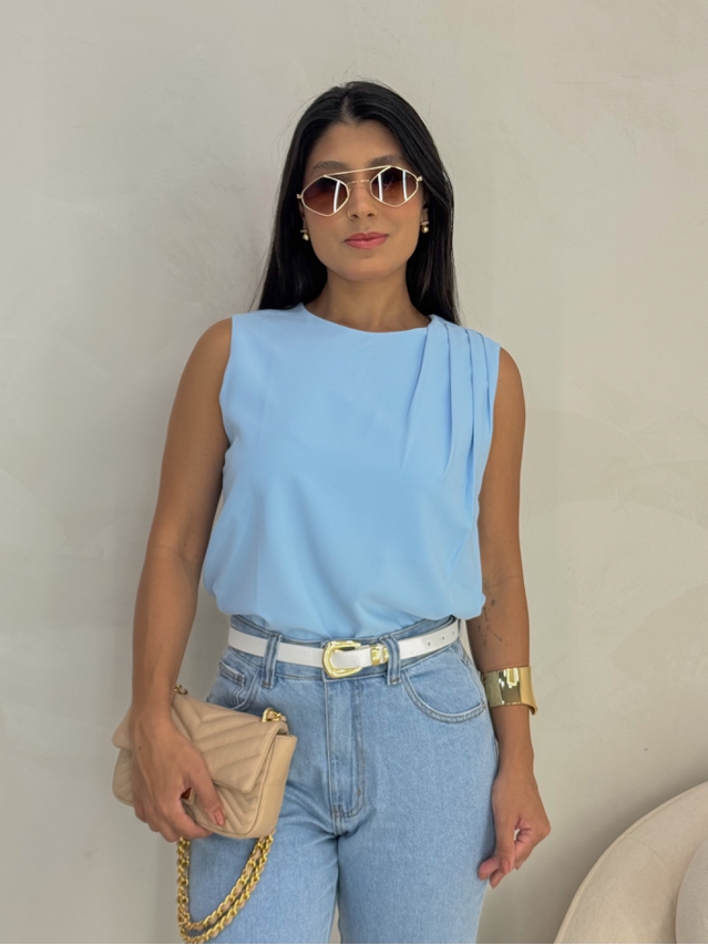 Blusa Regata Ana Azul Bebê