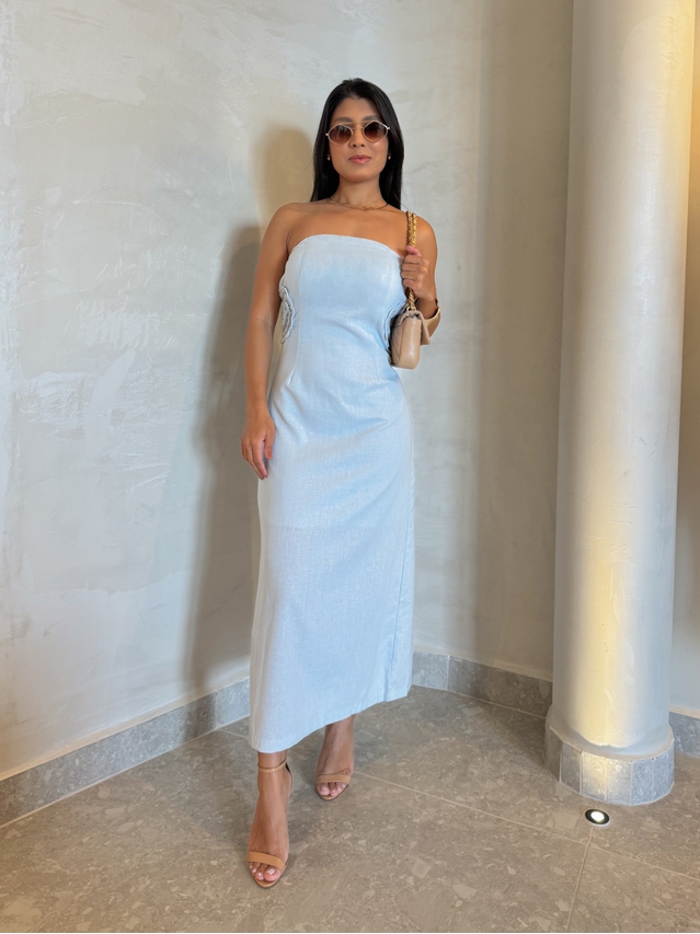 Vestido Linho Milão Azul