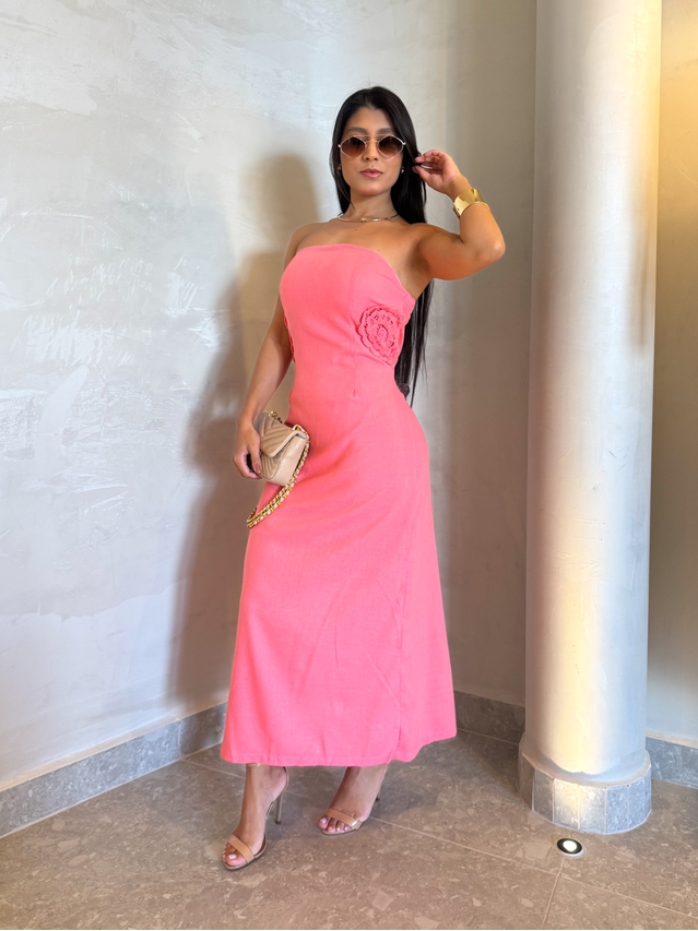 Vestido Linho Milão Rosa 