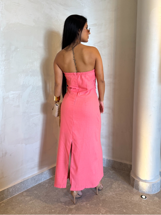Vestido Linho Milão Rosa 