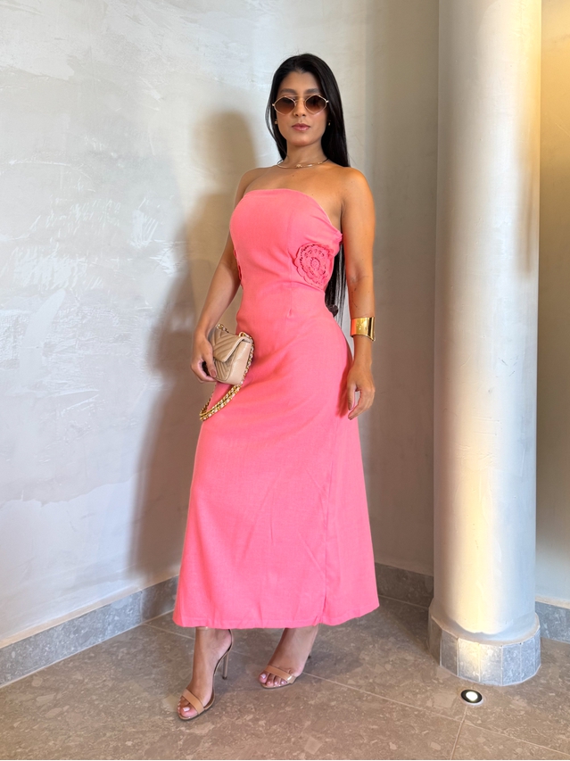 Vestido Linho Milão Rosa 