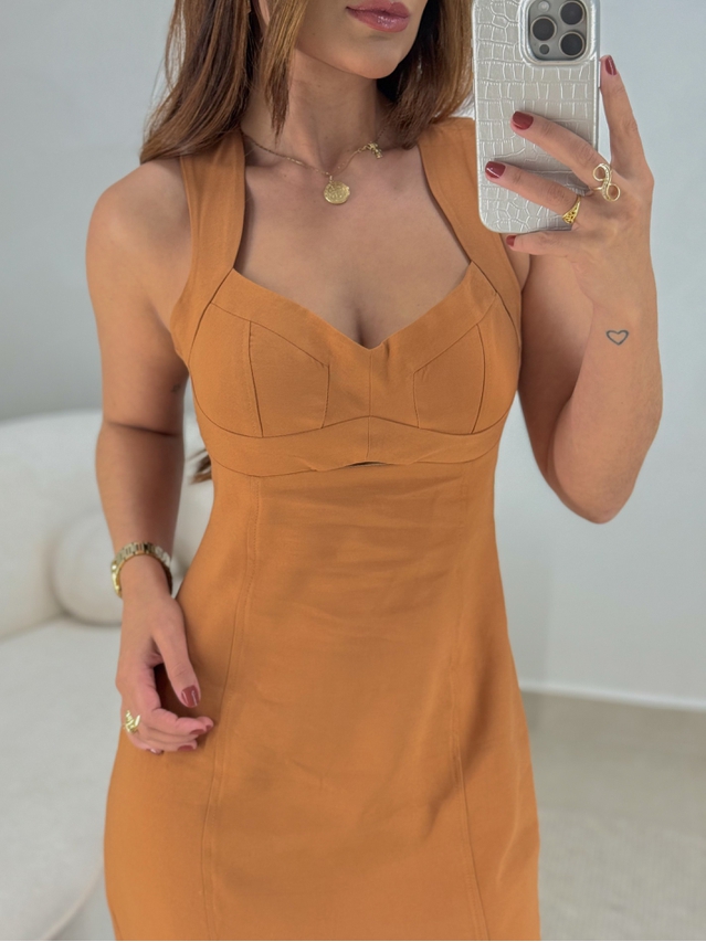Vestido Midi Liliane Caramelo