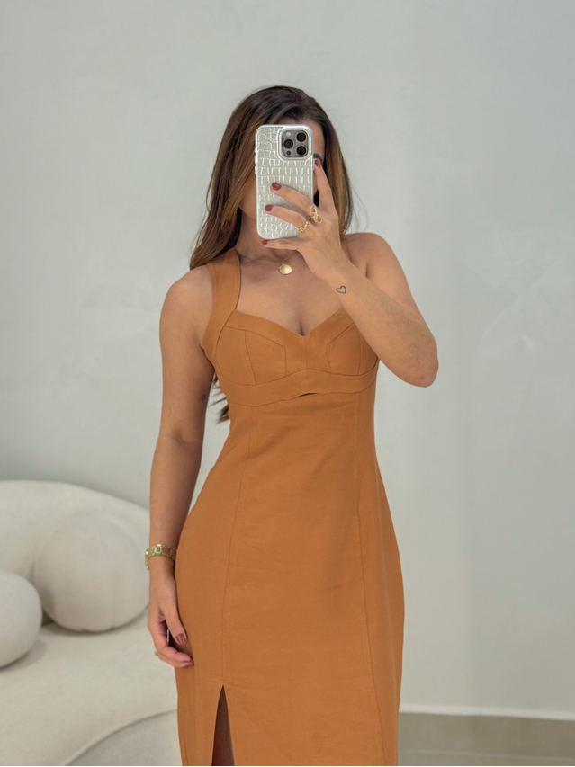 Vestido Midi Liliane Caramelo