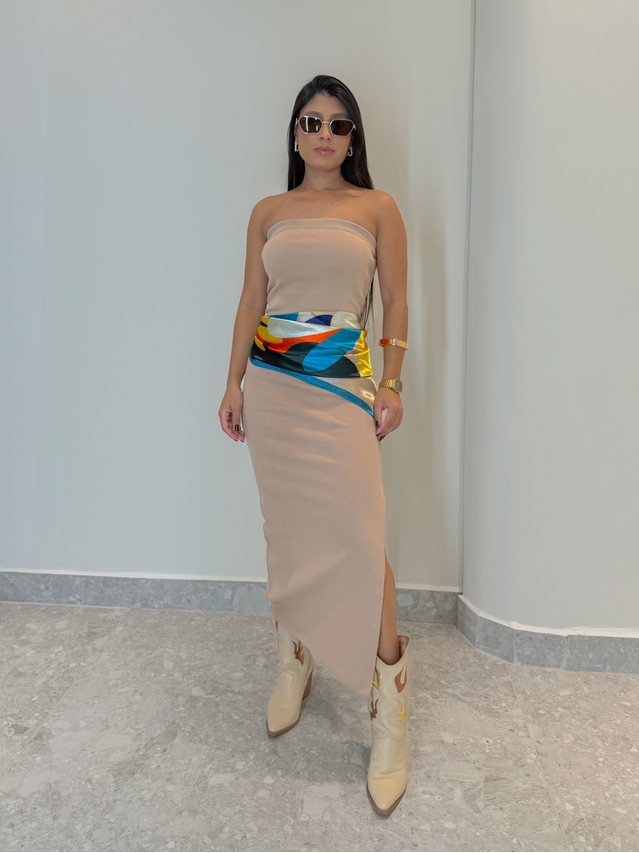 Lenço Cetim Abstrato Azul Petróleo 