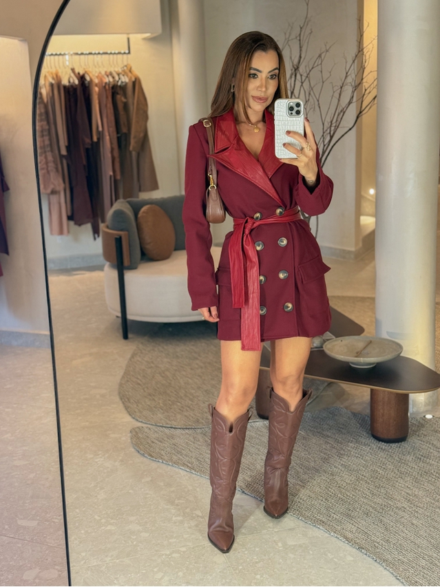 Maxi Casaco Vesuvio Cereja 