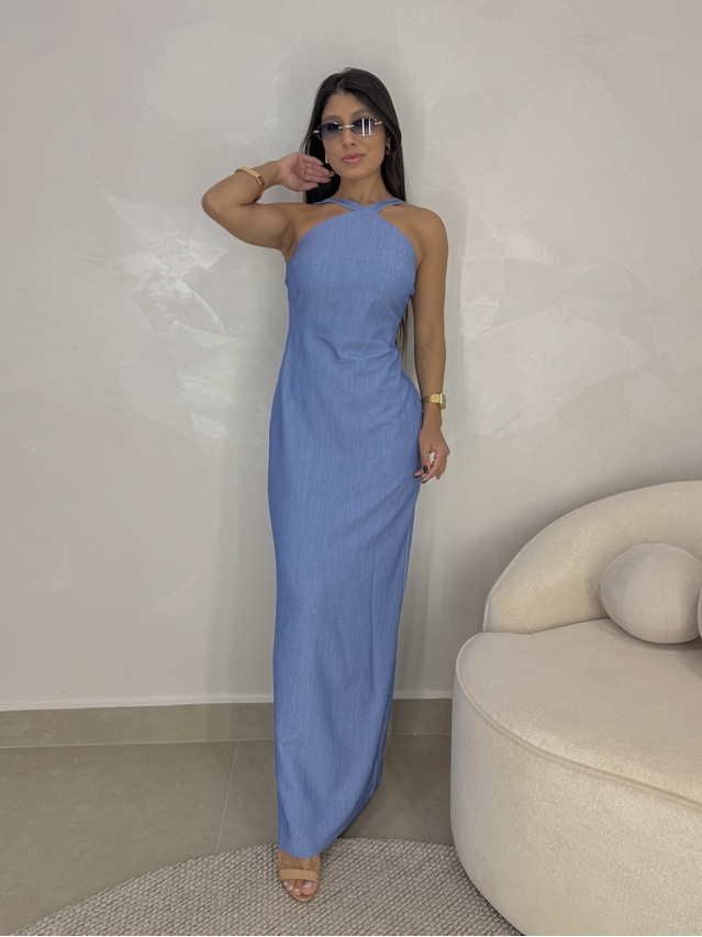 Vestido Frente Única Cintia Azul