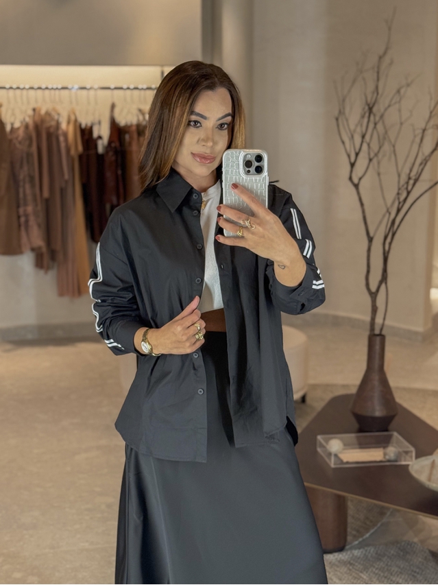 Camisa Listra Tricoline Preto