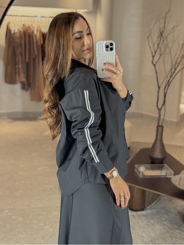 Camisa Listra Tricoline Preto
