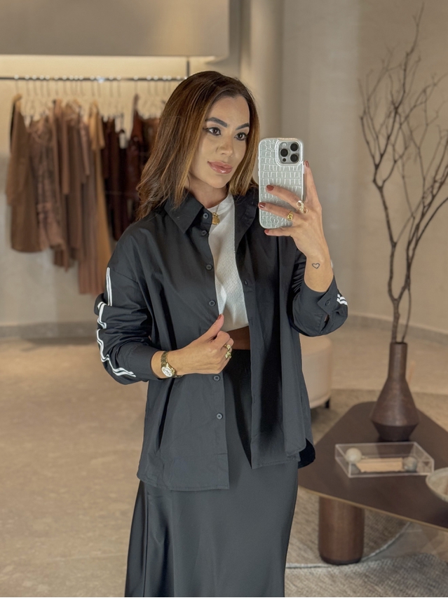 Camisa Listra Tricoline Preto